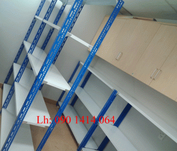 KỆ SẮT V LỖ - XANH + TRẮNG 09
